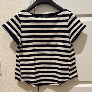 Zara Navy & White Striped Short Sleeve Tee